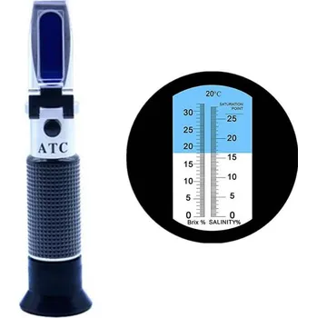 Refraktometr 32% 0 °Bx - 32 °Bx Brix na měření obsahu cukru v kvasu, 0% - 28% solanka, sůl, slanost vody, moštoměr, cukroměr, cukr, kvas, bez pouzdra