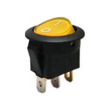 Vypínač kolébkový IRS-101-8C/D, ON-OFF 1pol.12V/16A žlutý,prosvětlený