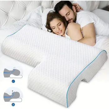 Polštář Prodyšný ergonomický polštář pro páry bílý 65 x 49 cm