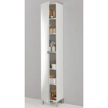 Koupelnový nábytek Úzká skříňka se zrcadlem a policemi Tarragona, bílá