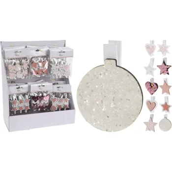 Vánoční dekorace Maják Dekorace Kolíček vánoční flitr (6ks) mix