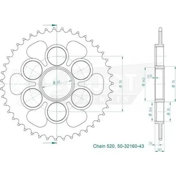 Řetězová sada pro motocykl Rozeta 43 zubů