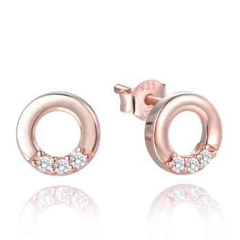 Náušnice MINET Rose gold stříbrné náušnice kroužky se zirkony JMAN0482RE00