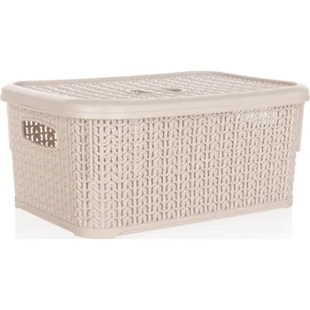 Úložný box Úložný košík 6 l, krémový, ratanový vzhled