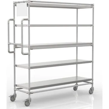 Regálový vozík na přepravky s 5 rovnými policemi 1500 x 400 mm, SPS15040 [šedá + stříbrné spojky] Vyberte barvu konstrukce:: šedá + stříbrné spojky