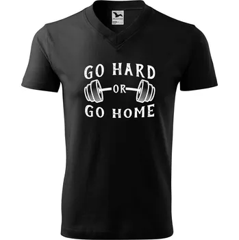Pánské tričko DOBRÝ TRIKO Pánské V tričko s potiskem Go hard Velikost: M, Barva: Černá