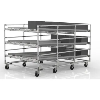 Dílenský regál Gravitační regál FIFO s kolečky, 22110953 [šedá + stříbrné spojky] Vyberte barvu konstrukce:: šedá + stříbrné spojky