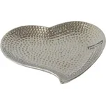 Dekorační mísa Srdce 25 cm, stříbrná tepaná