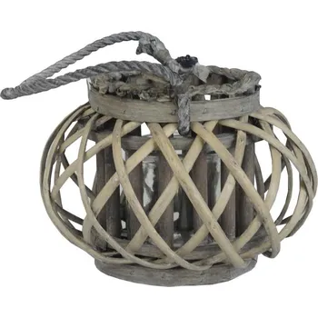 Svícen Proutěná lucerna Bella 17 cm, šedá