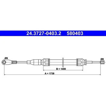 Brzdový systém Tažné lanko, parkovací brzda ATE 24.3727-0403.2