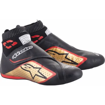 Moto obuv FIA závodní obuv Alpinestars Supermono V2, Černá/zlatá/červená