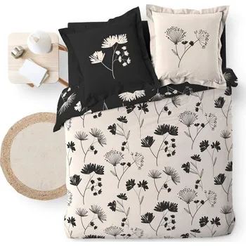 Povlečení Černo-béžové prodloužené povlečení na dvoulůžko z bavlněného perkálu 240x220 cm Iris – douceur d'intérieur ID_1698550