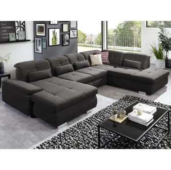 Sedací souprava Sedací souprava Alvaro, tvar U, antracitová látka, bez rozkladu