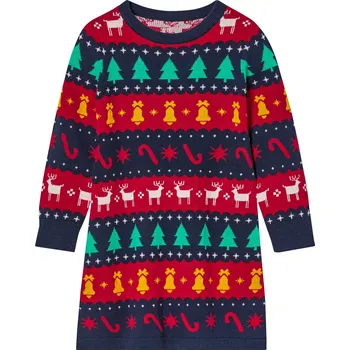 Dívčí šaty lupilu® Dívčí vánoční pletené šaty (98/104, pruhy / navy modrá / červená)