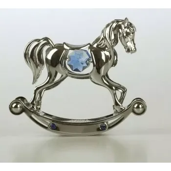 Žertovný předmět Houpací koník Crystocraft k narození chlapečka - stříbrná