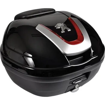 Zavazadlo na motocykl Kufr 34L Ink Black + černá kožená opěrka