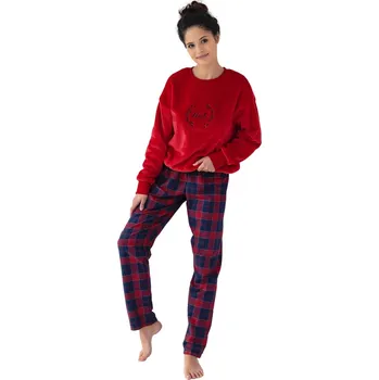 Dámské pyžamo Dámské hřejivé pyžamo SENSIS CORDELIA tmavě modrá-červená XL 0