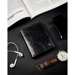 Vertikální pánská peněženka z přírodní kůže s technologií RFID Hlavní barva \ zapínání: černá \ bez zapínání