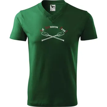 Pánské tričko DOBRÝ TRIKO Pánské tričko na vodu s potiskem AHOJ Velikost: M, Barva: Lahvově zelená