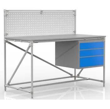 Dílenský stůl Dílenský stůl s perfopanelem 24040833 [šedá + stříbrné spojky] Vyberte barvu konstrukce:: šedá + stříbrné spojky