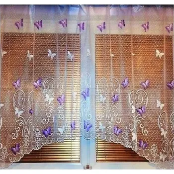 BytoTex Hotová oblouková záclona Motýl fialová 310x160 cm