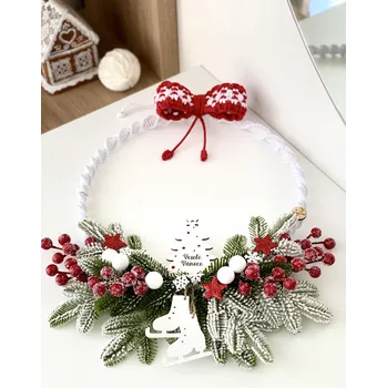 Vánoční dekorace BRIMOON Zasněžený vánoční věnec macramé