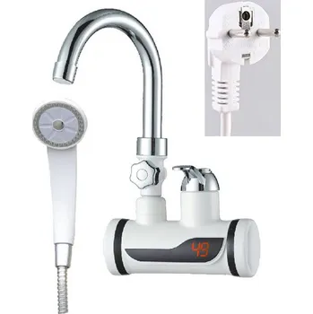 Vodovodní baterie Stojánková dřezová/umyvadlová baterie se sprchou a elektrickým ohřevem vody spodní vývod RX-002/2