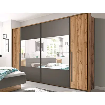 Šatní skříň Šatní skříň Mega, 312 cm, dub wotan/šedá