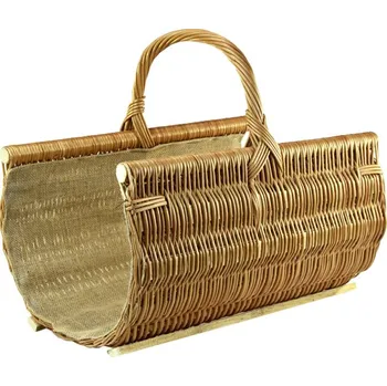 Vingo Světlý proutěný koš na dřevo tvaru U s pytlovinou Rozměry (cm): 60x40, v. 52