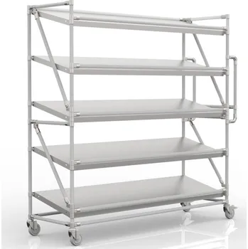 Regálový vozík na přepravky se šikmými policemi 1700 x 500 mm, SP17050 [šedá + stříbrné spojky] Vyberte barvu konstrukce:: šedá + stříbrné spojky