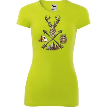 DOBRÝ TRIKO Dámské tričko Jelen a šípy Velikost: XS, Barva: Limetková