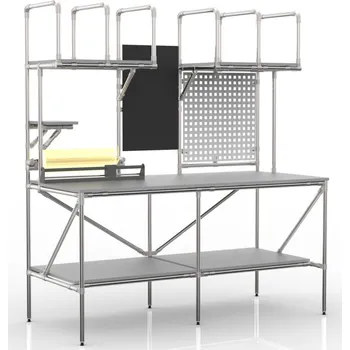 Dílenský stůl Balicí pracoviště 22103152 [šedá + stříbrné spojky] Vyberte barvu konstrukce:: červená + černé spojky