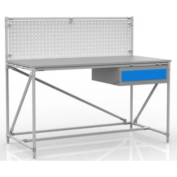 Dílenský stůl Dílenský stůl s perfopanelem 24040831 [šedá + stříbrné spojky] Vyberte barvu konstrukce:: modrá + černé spojky
