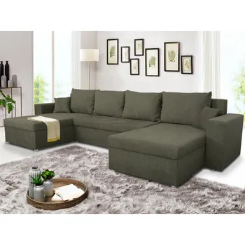 Sedací souprava Sedací souprava Rumba, tvar U, zelená tkanina