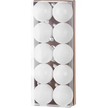 Vánoční ozdoba KOULE MAGICHOME VÁNOCE, 10 ks, bílé, 6 cm