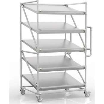 Regálový vozík na přepravky se šikmými policemi 1000 x 800 mm, SP10080 [šedá + stříbrné spojky] Vyberte barvu konstrukce:: modrá + černé spojky