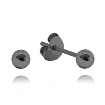 Náušnice MINET Černé stříbrné náušnice KULIČKY MALÉ 3 mm JMAN0031BE03