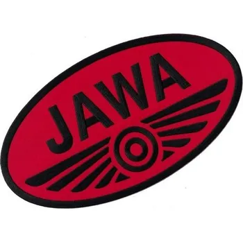 Nášivka - JAWA / zádovka - červený podklad černý nápis