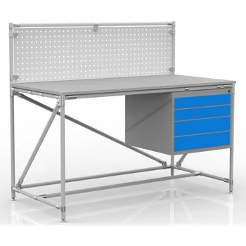 Dílenský stůl Dílenský stůl s perfopanelem 24040834 [šedá + stříbrné spojky] Vyberte barvu konstrukce:: šedá + stříbrné spojky