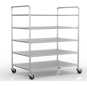 Antistatický policový vozík 24040240 [nerez + stříbrné spojky] Vyberte barvu konstrukce:: nerez + stříbrné spojky