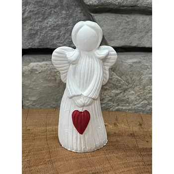 Vánoční dekorace 3D Odlitek Andělka s červeným srdcem