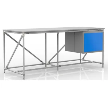 Dílenský stůl Dílenský stůl s kontejnerem 240405317 [šedá + stříbrné spojky] Vyberte barvu konstrukce:: nerez + stříbrné spojky