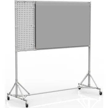 Oboustranná magnetická tabule s perfopanelem 24042531 [šedá + stříbrné spojky] Vyberte barvu konstrukce:: šedá + stříbrné spojky