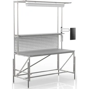 Dílenský stůl Výškově nastavitelný ESD stůl 22112861 [nerez + stříbrné spojky] Vyberte barvu konstrukce:: černá + stříbrné spojky