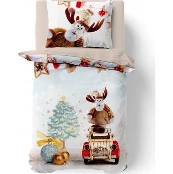 Povlečení Kvalitex 3D vánoční sobík 140 x 200, 70 x 90 cm zipový uzávěr
