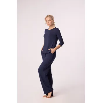 Dámské pyžamo KALHOTY MARGOT LONG NAVY BLUE tmavě modrá L