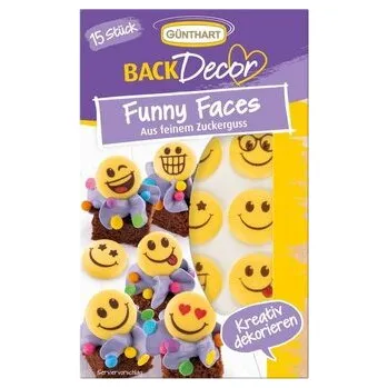 Přisada na vaření a pečení Cukrové zdobení smajlíci, 15ks - Gunthart