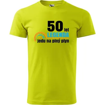 Pánské tričko DOBRÝ TRIKO Pánské tričko s potiskem Jedu na plný plyn Velikost: M, Barva: Limetková