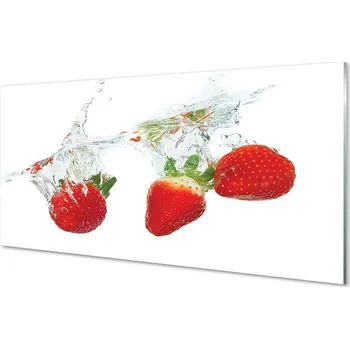 Obraz Obraz na skle Water Strawberry bílé pozadí 125x50 cm 4 Přívěsky