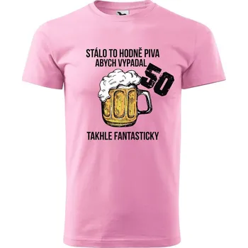 Pánské tričko DOBRÝ TRIKO Pánské tričko s potiskem Hodně piva Velikost: XS, Barva: Růžová